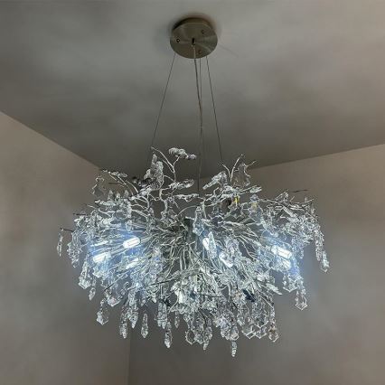 Kristallen hanglamp aan een koord 13xG9/40W/230V glanzend chroom