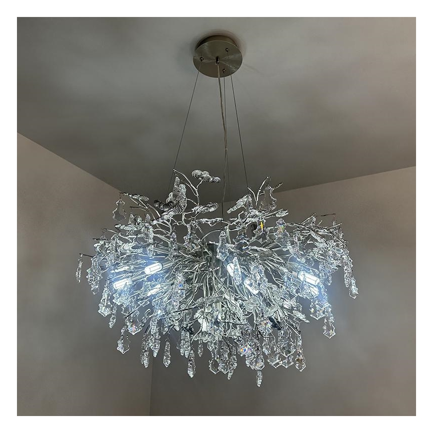 Kristallen hanglamp aan een koord 13xG9/40W/230V glanzend chroom