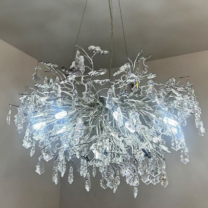 Kristallen hanglamp aan een koord 13xG9/40W/230V glanzend chroom