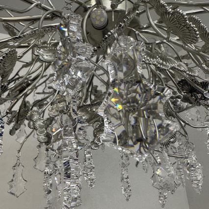 Kristallen hanglamp aan een koord 13xG9/40W/230V glanzend chroom