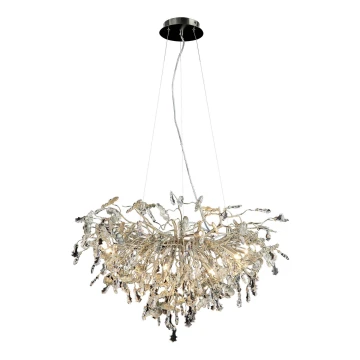 Kristallen hanglamp aan een koord 13xG9/40W/230V glanzend chroom