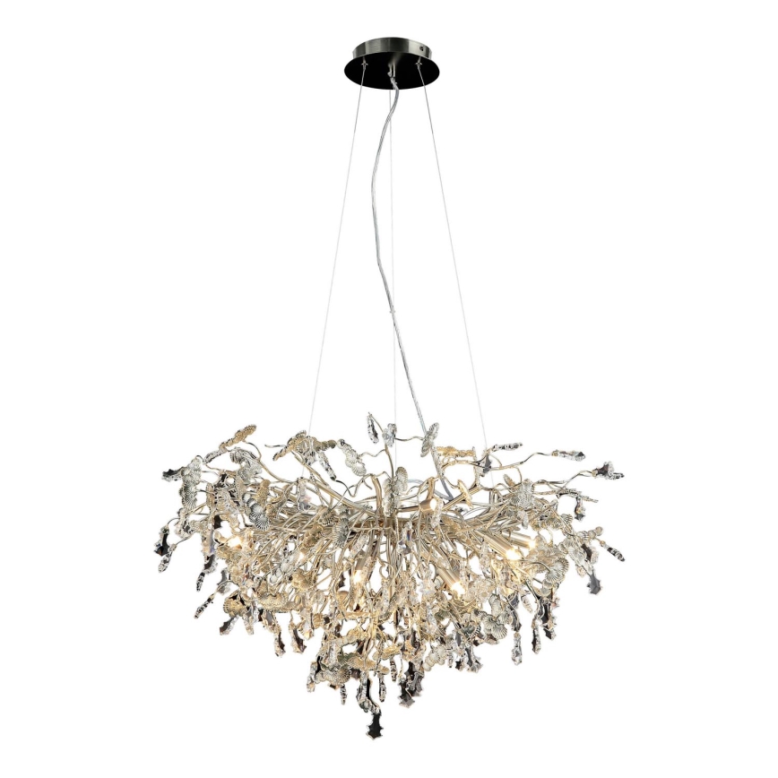 Kristallen hanglamp aan een koord 13xG9/40W/230V glanzend chroom