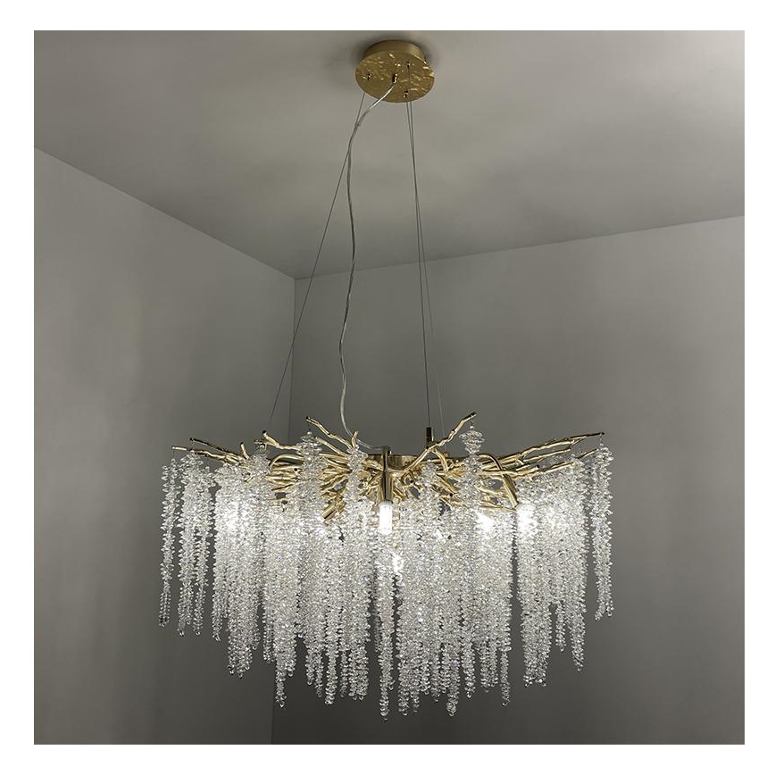 Kristallen hanglamp aan een koord 13xG9/40W/230V goud