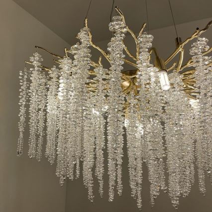 Kristallen hanglamp aan een koord 13xG9/40W/230V goud