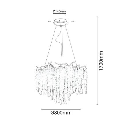 Kristallen hanglamp aan een koord 13xG9/40W/230V goud