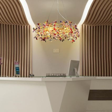 Kristallen hanglamp aan een koord 16xG9/40W/230V kleurrijk