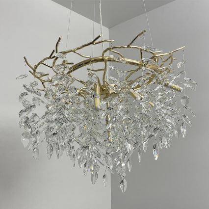 Kristallen hanglamp aan een koord 9xG9/40W/230V goud