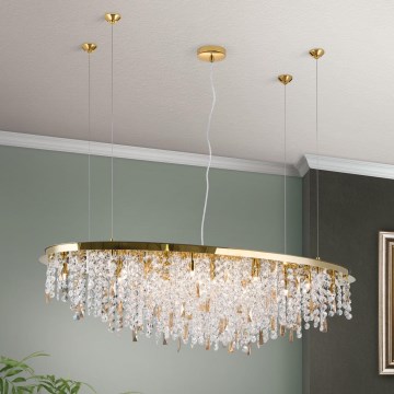 Kristallen hanglamp aan een koord CRYSTALRIVER 21xG9/40W/230V goud