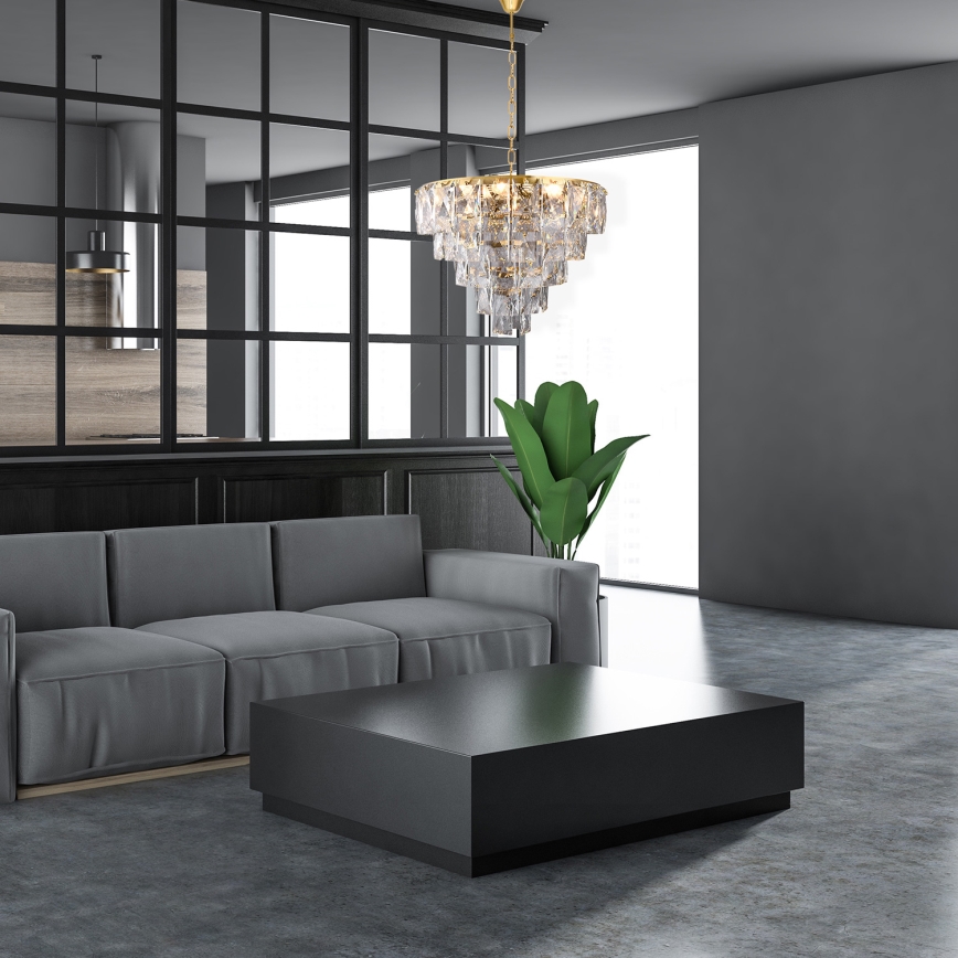 Kristallen kroonluchter aan ketting CHELSEA 6xE14/40W/230V
