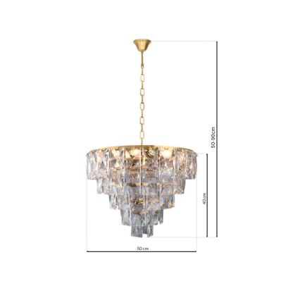 Kristallen kroonluchter aan ketting CHELSEA 6xE14/40W/230V