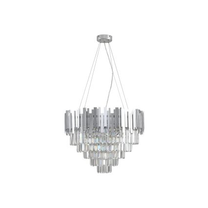 Kristallen kroonluchter met kabelophanging PLAZA 9xE14/40W/230V Ø 60 cm, zilver
