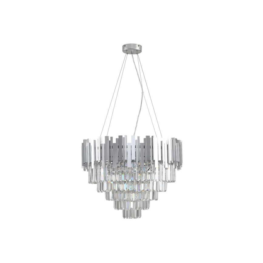 Kristallen kroonluchter met kabelophanging PLAZA 9xE14/40W/230V Ø 60 cm, zilver