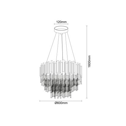 Kristallen kroonluchter met kabelophanging PLAZA 9xE14/40W/230V Ø 60 cm, zilver