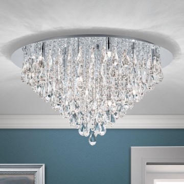 Kristallen plafondlamp CELESTE 12xG9/40W/230V diameter 75 cm glanzend chroom