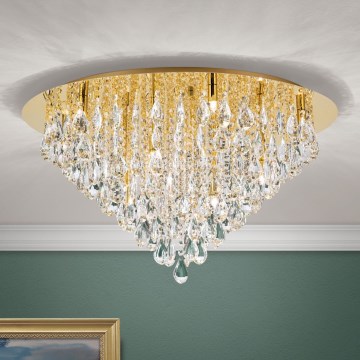 Kristallen plafondlamp CELESTE 12xG9/40W/230V diameter 75 cm goud