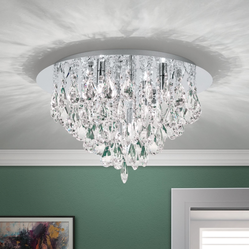 Kristallen plafondlamp CELESTE 6xG9/40W/230V diameter 45 cm glanzend chroom