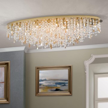 Kristallen plafondlamp CRYSTALRIVER 21xG9/40W/230V goud