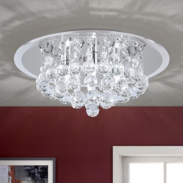 Kristallen plafondlamp GLORIA 4xG9/40W/230V diameter 38 cm doorzichtig/glanzend chroom