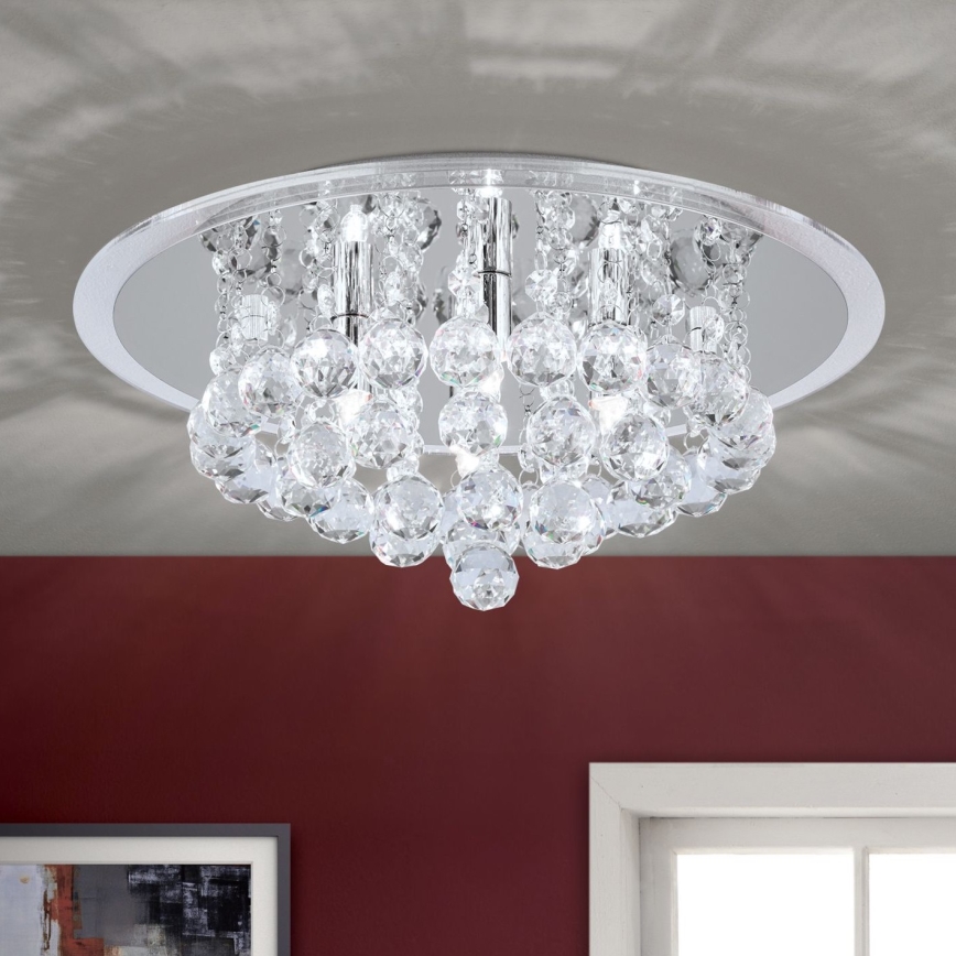 Kristallen plafondlamp GLORIA 4xG9/40W/230V diameter 38 cm doorzichtig/glanzend chroom