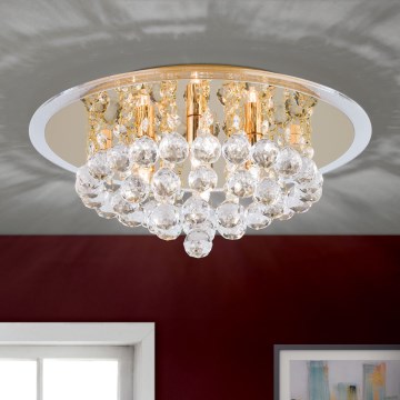 Kristallen plafondlamp GLORIA 4xG9/40W/230V diameter 38 cm goud