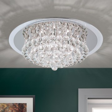 Kristallen plafondlamp GLORIA 6xG9/40W/230V diameter 50 cm doorzichtig/glanzend chroom