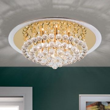 Kristallen plafondlamp GLORIA 6xG9/40W/230V diameter 50 cm goud