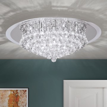 Kristallen plafondlamp GLORIA 9xG9/40W/230V diameter 62 cm doorzichtig/glanzend chroom