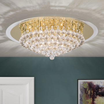 Kristallen plafondlamp GLORIA 9xG9/40W/230V diameter 62 cm goud