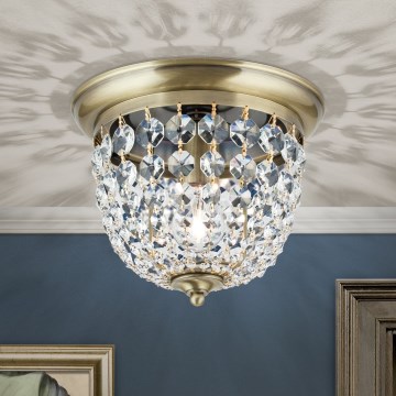 Kristallen plafondlamp PLAFOND 1xE27/40W/230V diameter 26 cm brons