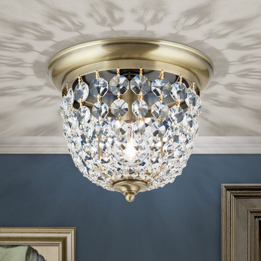 Kristallen plafondlamp PLAFOND 1xE27/40W/230V diameter 26 cm brons