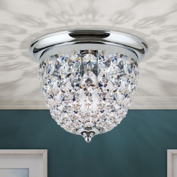 Kristallen plafondlamp PLAFOND 1xE27/40W/230V diameter 26 cm glanzend chroom
