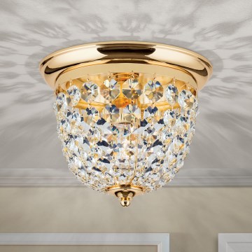 Kristallen plafondlamp PLAFOND 1xE27/40W/230V diameter 26 cm goud