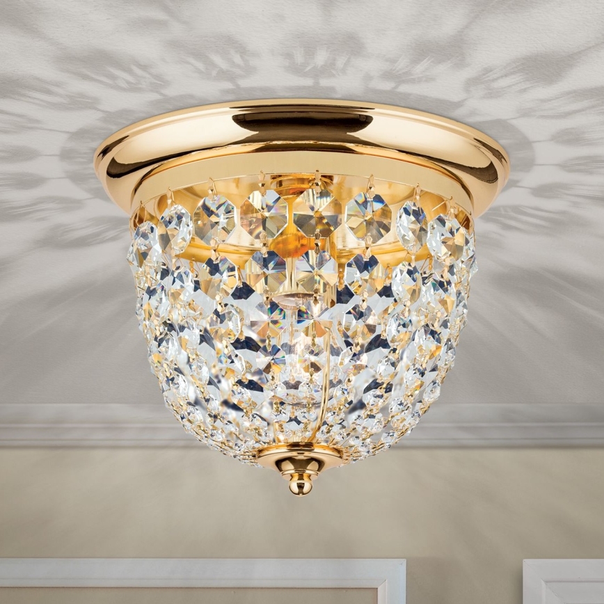Kristallen plafondlamp PLAFOND 1xE27/40W/230V diameter 26 cm goud