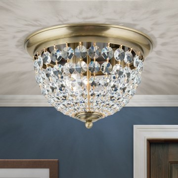 Kristallen plafondlamp PLAFOND 3xE27/40W/230V diameter 35 cm brons