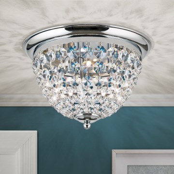 Kristallen plafondlamp PLAFOND 3xE27/40W/230V diameter 35 cm glanzend chroom