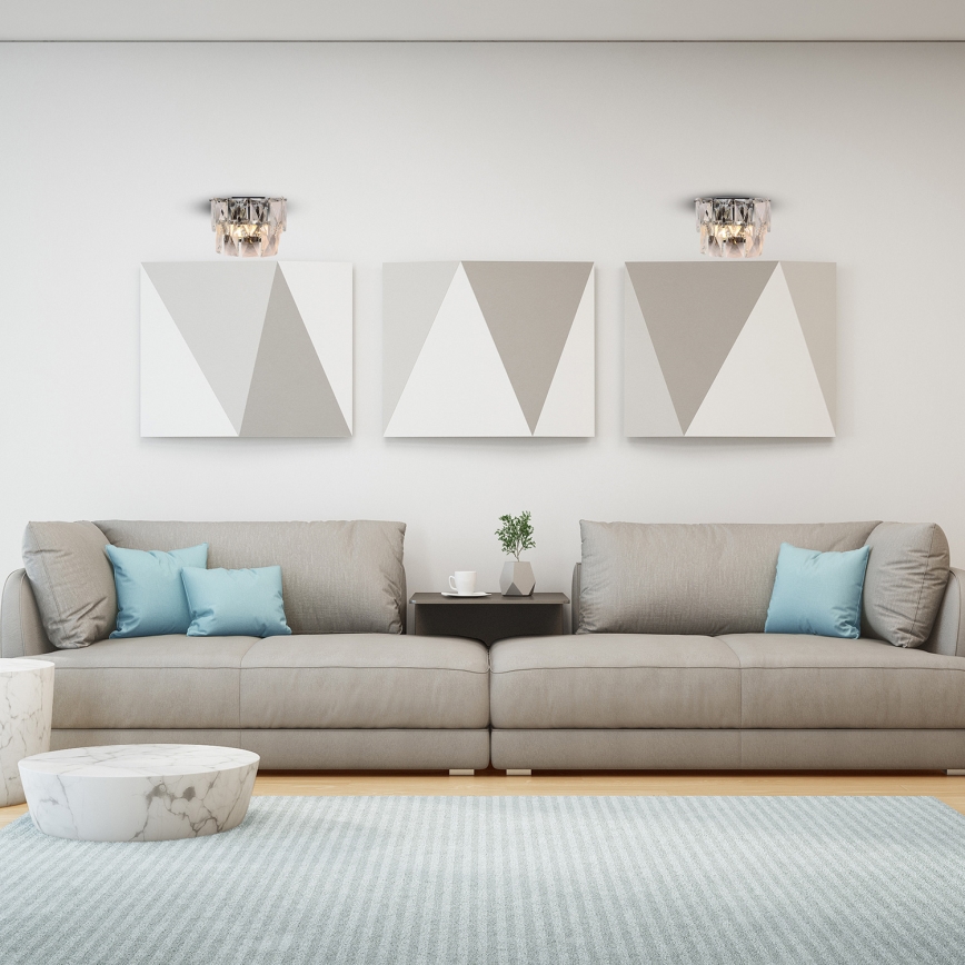 Kristallen wandlamp CHELSEA 2xE14/40W/230V glanzend chroom