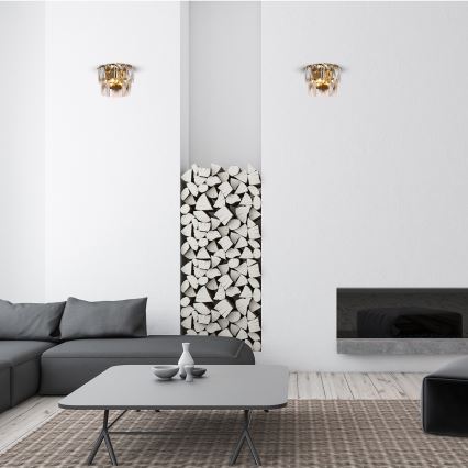 Kristallen wandlamp CHELSEA 2xE14/40W/230V goud