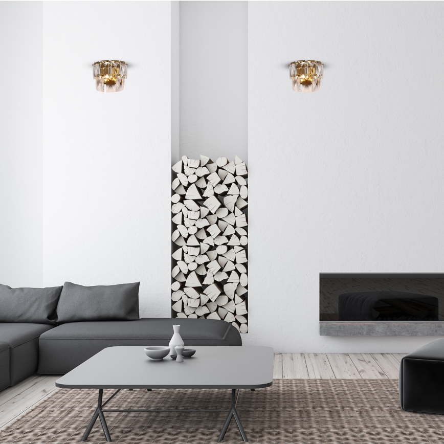 Kristallen wandlamp CHELSEA 2xE14/40W/230V goud