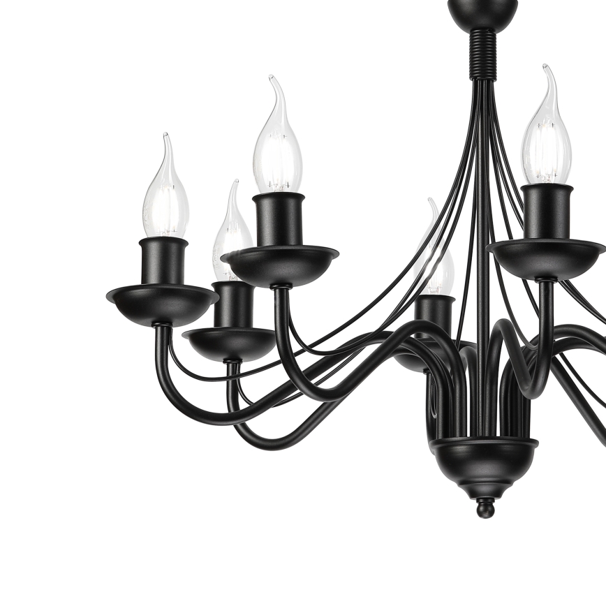 Kroonluchter aan een ketting ANTON 8xE14/60W/230V zwart