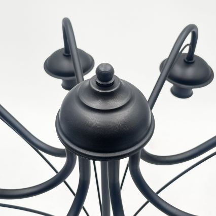 Kroonluchter aan een ketting ANTON 8xE14/60W/230V zwart
