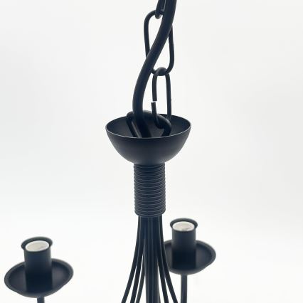 Kroonluchter aan een ketting ANTON 8xE14/60W/230V zwart