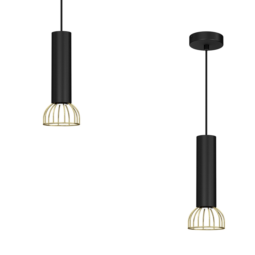 Kroonluchter aan een koord DANTE 1xGU10/25W/230V zwart/goud