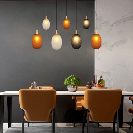 Kroonluchter aan kabel CACTUS 7xG9/5W/230V koper/grijs/wit