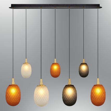 Kroonluchter aan kabel CACTUS 7xG9/5W/230V koper/grijs/wit