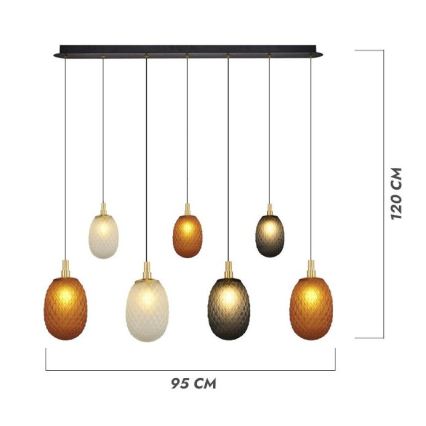 Kroonluchter aan kabel CACTUS 7xG9/5W/230V koper/grijs/wit