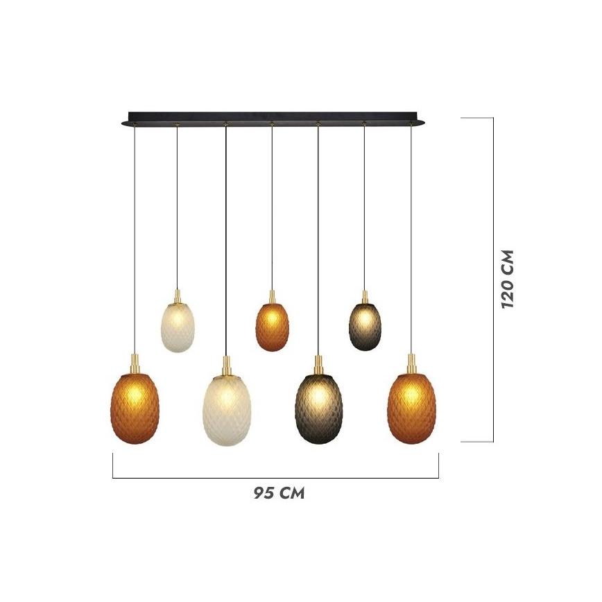 Kroonluchter aan kabel CACTUS 7xG9/5W/230V koper/grijs/wit
