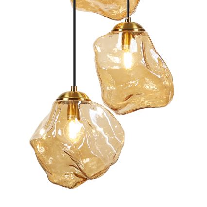 Kroonluchter aan kabel CRISTAL 5xE14/15W/230V messing/rookbeige