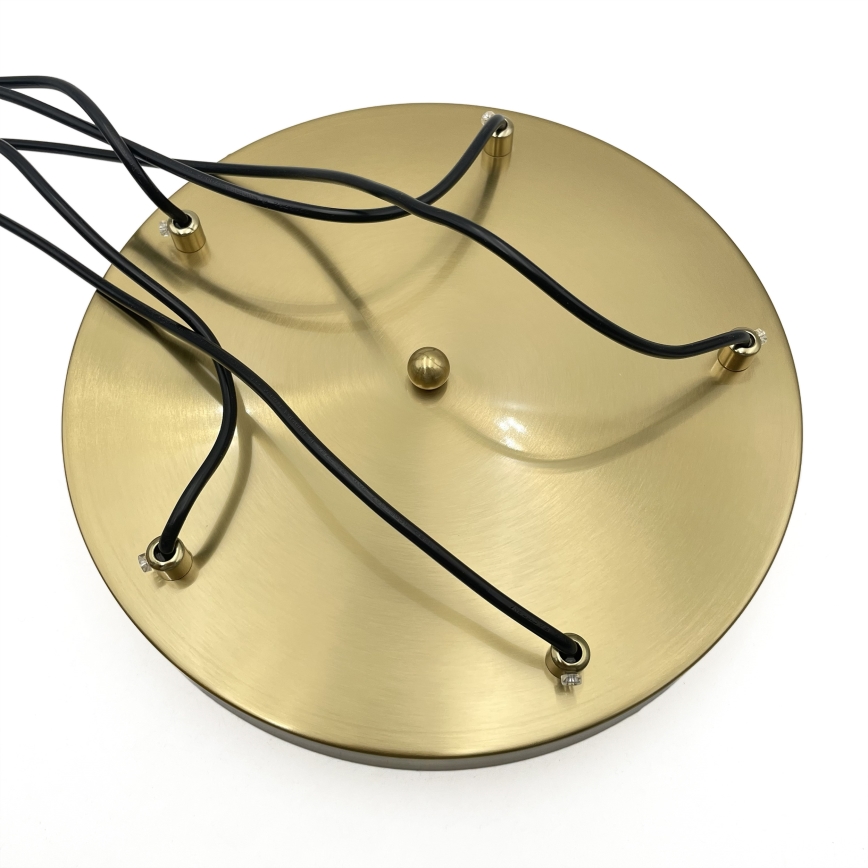 Kroonluchter aan kabel CRISTAL 5xE14/15W/230V messing/rookbeige