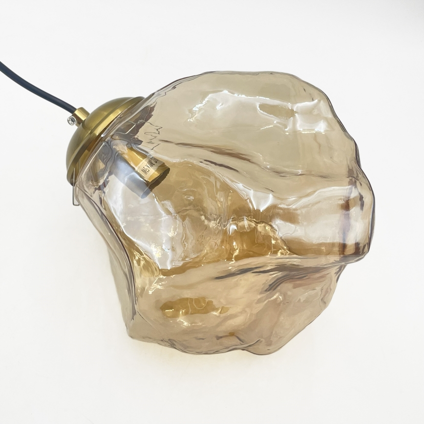 Kroonluchter aan kabel CRISTAL 5xE14/15W/230V messing/rookbeige