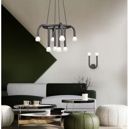 Kroonluchter aan kabel DELORI 8xG9/28W/230V zwart